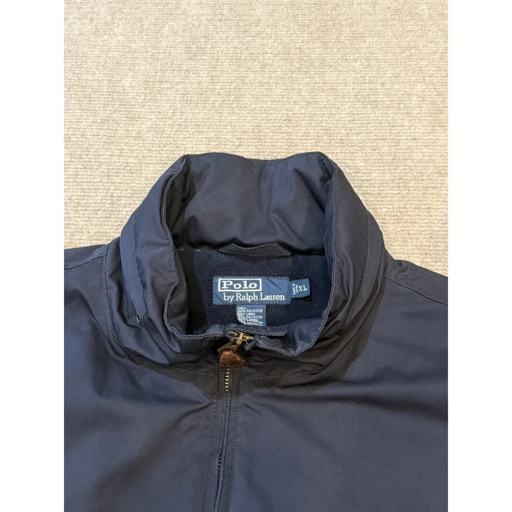 Polo Ralph Lauren VTG Windbreaker Jacket Mens XL Navy Fleece Lined Hooded 90s